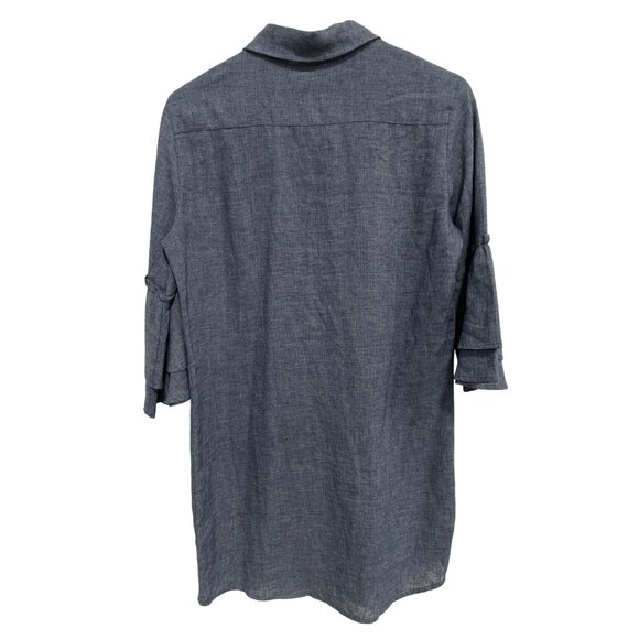Splendid Button Front Chambray Shirt Dress Womens S Ruffle Sleeve Office Career - Picture 4 of 7
